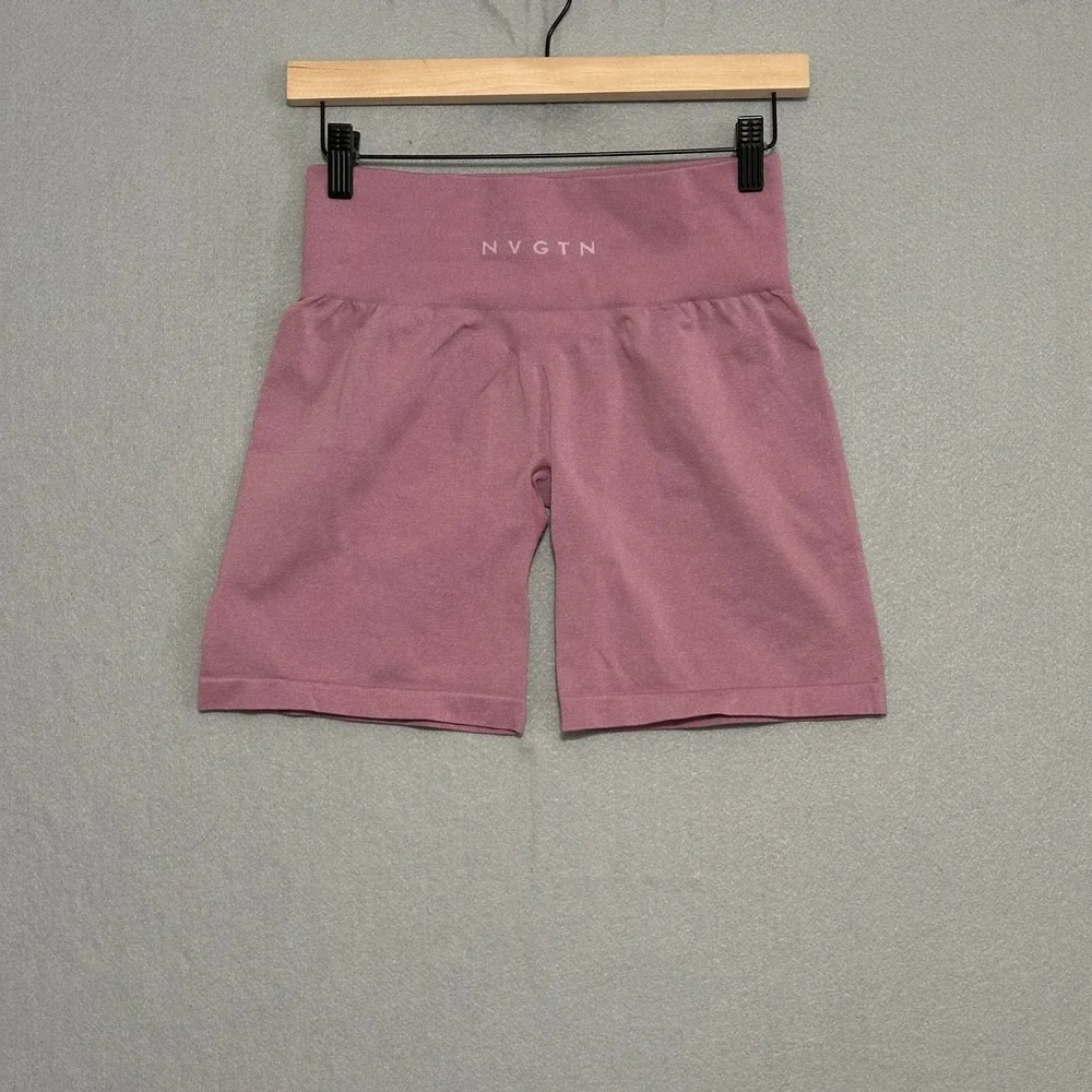NVGTN Womens Seamless Biker Shorts Dusty Rose Pink High Waisted Athletic Size M